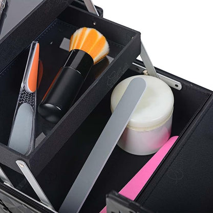 SHANY Chic Makeup Train Case Cosmetic Box Portable Makeup Case Cosmetics Beauty Organizer Jewelry storage with Locks, Multi trays Makeup Storage Box with Makeup Mirror - Twilight