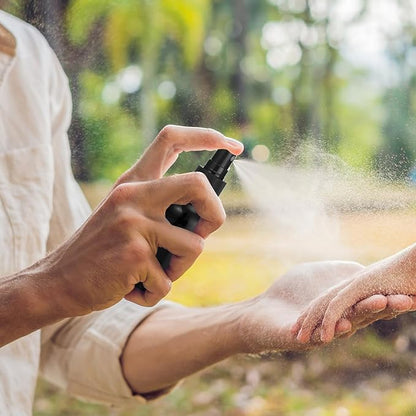 Fumete 36 Pcs Glass Spray Bottles 4oz Fine Mist Glass Spray Bottle Refillable Liquid Containers with 6 Labels 6 Funnel for Hair Travel Plants Cleaning Solutions Skin Care(Black,Classic)