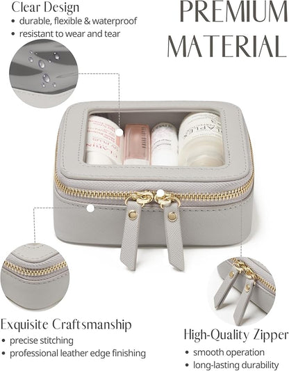 Popvibe Clear Makeup Bag Travel Cosmetic Case Transparent Toiletry Bag with Zipper, Portable Make Up Organizer Traveling Compact Car Bag for Essentials