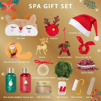 Advent Calendar 2025 Christmas Gifts for Women Mom - Luxury Gift Box with Brooch and Cute Sleeping Mask, Bath and Body Spa Gift for Women｜Spa Set Bath Gift Idea for Female Friends