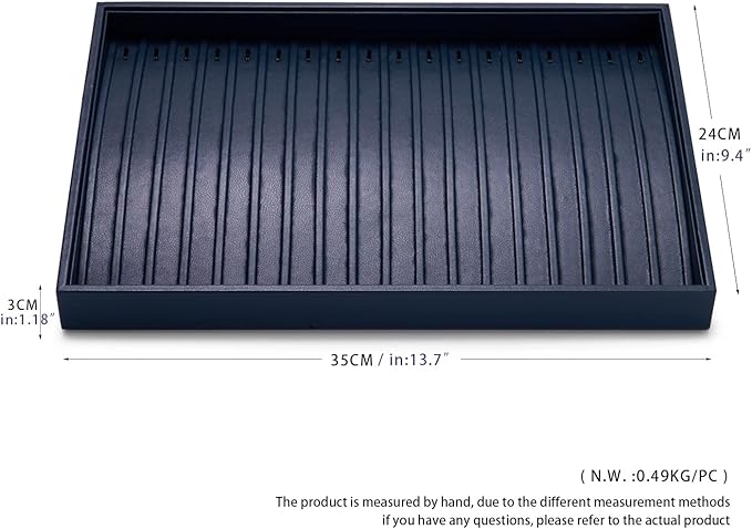 Oirlv Stackable Necklace Pendant Bracelet Organizer Tray Blue Leather Jewelry Drawer Organizer Trays