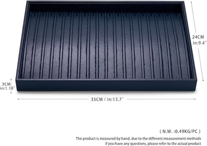 Oirlv Stackable Necklace Pendant Bracelet Organizer Tray Blue Leather Jewelry Drawer Organizer Trays