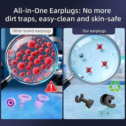 Ultra-Soft Noise Cancelling Ear Plugs, Reusable Silicone for Sleep Concerts Travel Office,33dB (NRR),Ergonomic Integrated Design Fit for Small Ear Canals Noise Sensitivity (Black, 4 Pairs)