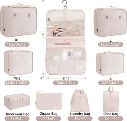 BAGAIL 6 Set/8 Set/10 Set Packing Cubes Various Sizes Packing Organizer for Travel Accessories Luggage Carry On Suitcase