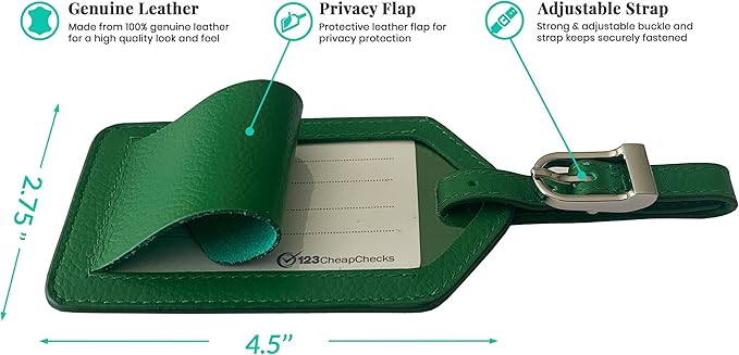 Personalized Monogrammed Emerald Green Leather RFID Passport Wallet and Luggage Tag