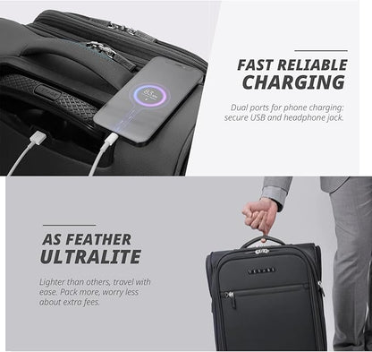 Verage Under Seat Luggage with Wheels, Softside Small Suitcase Spinner Carry On Luggage Bags for Airlines Airplanes Short Trip Men Women (Grey, 14-Inch Underseat)