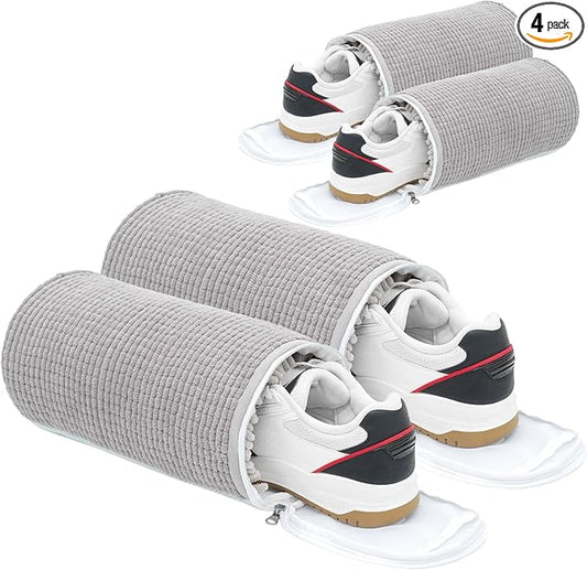 4Pcs Reusable Laundry Shoe Bag for Washer and Dryer, 2024 New Shoe Cleaning Bag, 360Cleaning for Sneaker and Gym Shoes (Grey)