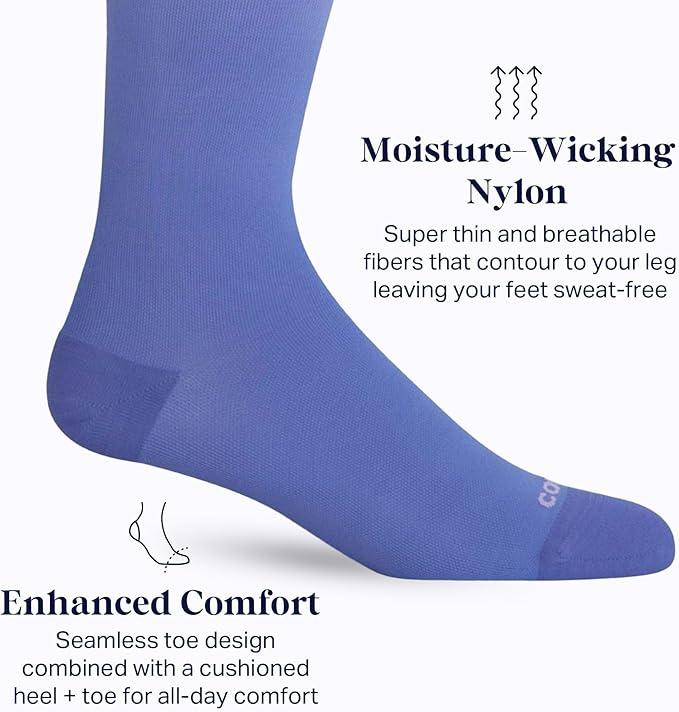 Comrad Nylon Knee High Socks - 15-20mmHg Graduated Compression Socks - Soft & Breathable Support Unisex Socks