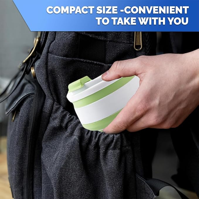 4-Pack Collapsible Cup Reusable – 12oz Leakproof Travel Coffee Mug, Silicone, Foldable & Portable for Hiking, Camping, Office | Lightweight, Heat-Resistant, Easy to Clean, Outdoor & Travel Cup