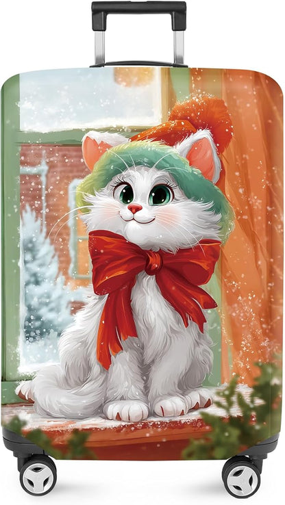 FOREVER QUEEN Cute cat Luggage Cover Suitcase Protector Suitcase Cover Anti-Scratch,Stretchable Bag Cover Washable Durable Polyester