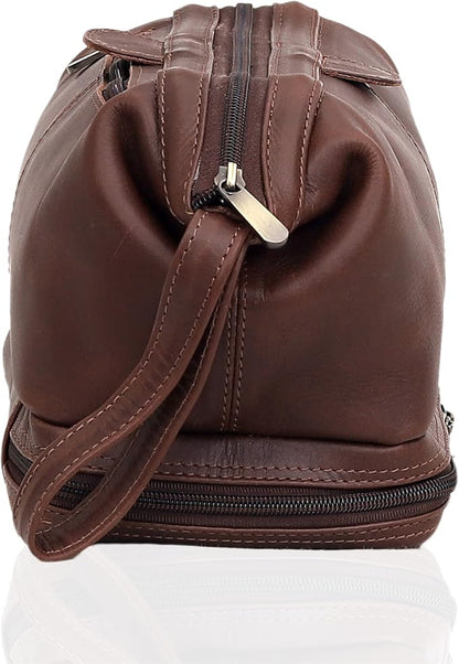 cuero Genuine Buffalo Leather Unisex Toiletry Bag Travel Leather Dopp Kit Made With High Class Buffalo Leather