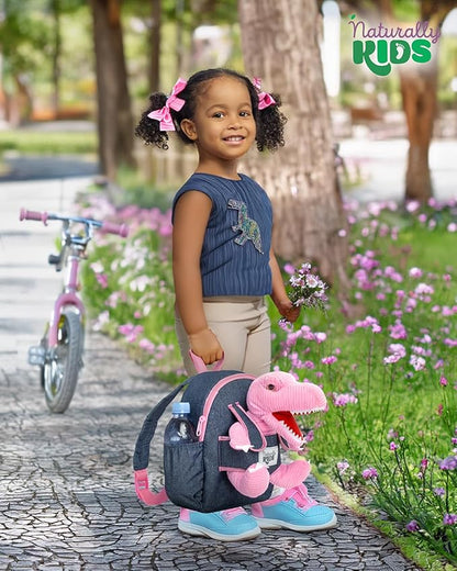 Naturally KIDS Pink Dinosaur Toys for Girls, Dinosaur Gifts for Girls 2-5 Year Old, Toddler Backpack
