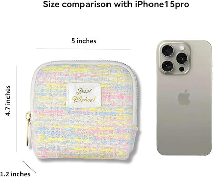 Small Travel Jewelry Case, Soft Tweed Organizer Pouch for Bangle, Bracelets, large Earrings, Beaded necklace, Anti-Scratch & Portable Jewelry Bag Holder for Travel & Everyday Use (Cotton Candy)