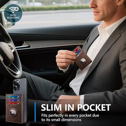 Airtag Slim Leather Wallet for Men - 12-Card Capacity, Magnetic Closure, Money Clip & Simplified Bill Compartment, RFID Blocking (4.3" x 3.0") | Gift Boxed