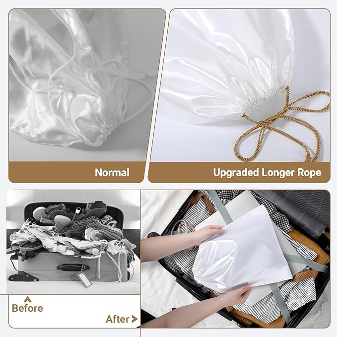 Ewen 11.8x15.7in Dust Bags for Shoes, 7 Pack of Dustproof Silky Bags with Drawstring for Sneakers Storage, White Satin Purse Storage Bags, Pouches Covers for Travel, Dust Cover Bag for Luxury Wallet