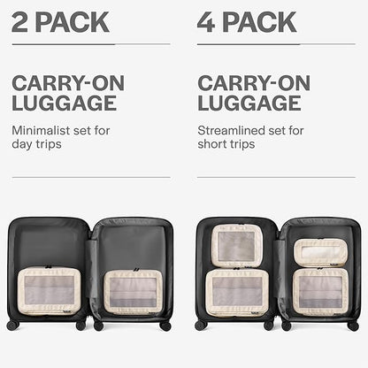 Aerotrunk Compression Packing Cubes for Travel - Luggage Organizer Bags - Double Zipper Packing Cubes for Suitcases (2-Pack, Beige)