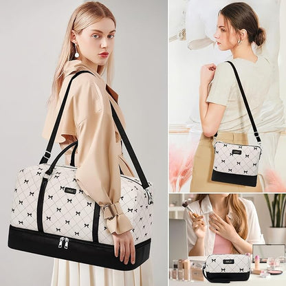 IBFUN Weekender Bags for Women, 21" Weekender Travel Bag, Travel Duffle Bag with Shoe Compartment Carry on Overnight Duffel Bag for Weekend Travel Business Trip, 3PCS