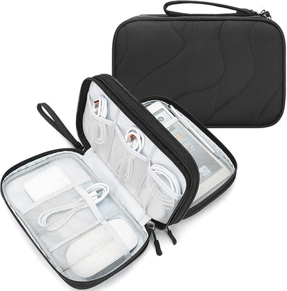 Skycase Tech Pouch - Lightweight Electronics Organizer Travel Case, Double Layers Travel Cable Organizer, All-in-One Storage Bag for Charger, Cord, Phone, Flash Drive, Accessories