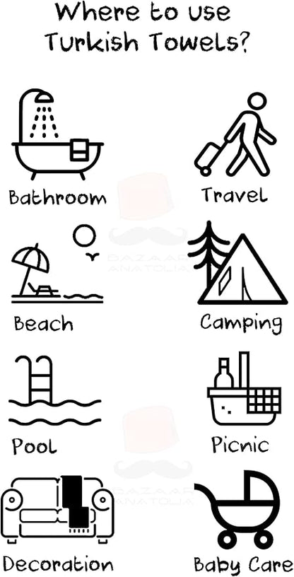 Bazaar Anatolia Turkish Beach Towel 100% Cotton Bath Towels Oversized Quick DryBathroom Towels Sand Free Camping Blanket 71x39 inches - Ethnic Maroon