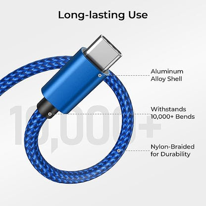 Basesailor USB Type C Charger Cable 3Pack 3.3/6.6/10FT,Charging Cord for iPhone 17 Air,Apple 16 15 Pro Max,Samsung Galaxy A10E A03s A14 A13 A12,A20 A21 A22,A33 A34,A42,A54 A53 A52 A51,S24 S23 S22 S21