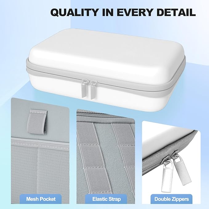 Hard Travel Electronic Organizer Case for Power Bank Chargers Cables USB Flash Drive SD Card Electronics & Backpack Organizer Travel Case Small Portable Accessories Bag, white