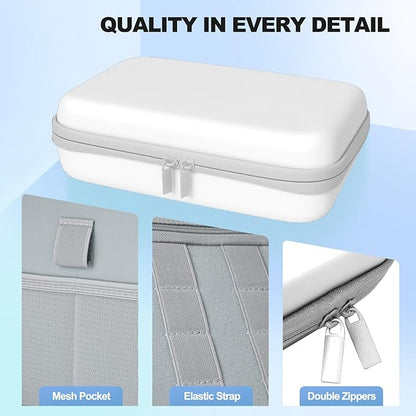 Hard Travel Electronic Organizer Case for Power Bank Chargers Cables USB Flash Drive SD Card Electronics & Backpack Organizer Travel Case Small Portable Accessories Bag, white