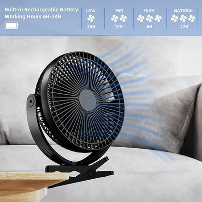 Dorobeen Clip Fan, 8 Inch Mini Quiet Desk Fan, 10000mAh USB Rechargeable Battery Operated Clip on Fan, USB Desk Fan, Portable Personal Small Fan For Desk, Office,Golf Cart