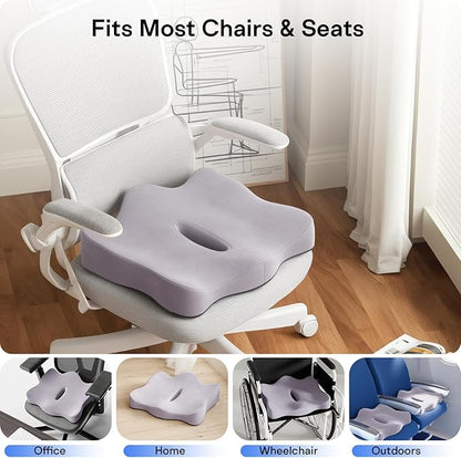 Seat Cushions for Office Chairs - Pressure Relief Seat Cushion - Car Seat Cushions for Pressure Relief, Tailbone Pain, Sciatica & Back Pain Relief for Office Chairs (Purple)