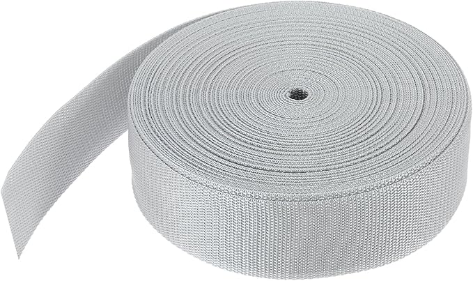 MECCANIXITY Lightweight Polypropylene Webbing Strap 2" 25 Yard Backpack Strapping Band Light Grey for Outdoor Luggage Cargo Straps
