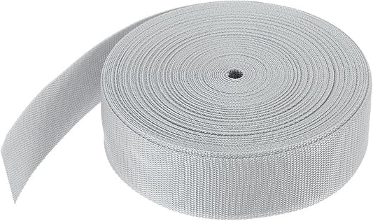 MECCANIXITY Lightweight Polypropylene Webbing Strap 2" 25 Yard Backpack Strapping Band Light Grey for Outdoor Luggage Cargo Straps
