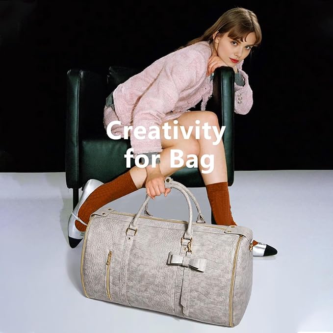 Garment Bags for Travel, Convertible Suit Travel Bag for Women, Stylish Carry On Garment Bag with Toiletry Pocket, Shoulder Strap & Shoes Compartment, 2 in 1 Foldable PU Leather Duffle Bag, Multicolor