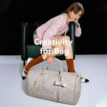 Garment Bags for Travel, Convertible Suit Travel Bag for Women, Stylish Carry On Garment Bag with Toiletry Pocket, Shoulder Strap & Shoes Compartment, 2 in 1 Foldable PU Leather Duffle Bag, Multicolor