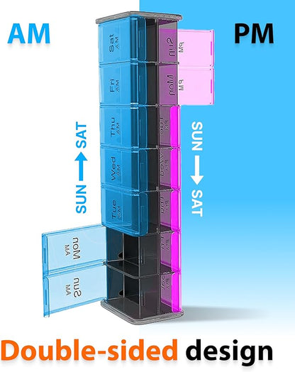 Extra Large Pill Organizer- XXL Pill Box 7 Day - Weekly Pill Organizer with AM PM Large Compartments Big Pill Case for Supplements Jumbo Pill Holder for Vitamins Huge Medicine Organizer 2 Times a Day