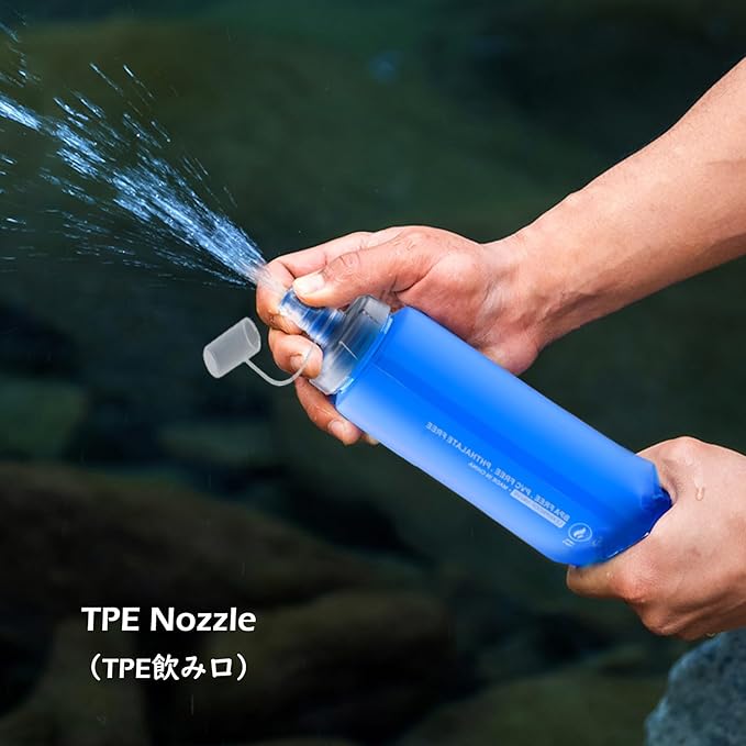 TRIWONDER TPU Collapsible Flask BPA-Free Soft Folding Water Bottles for Hydration Pack - Ideal for Running Hiking Cycling Climbing (500ml/16.9oz - Blue - Pack of 2)