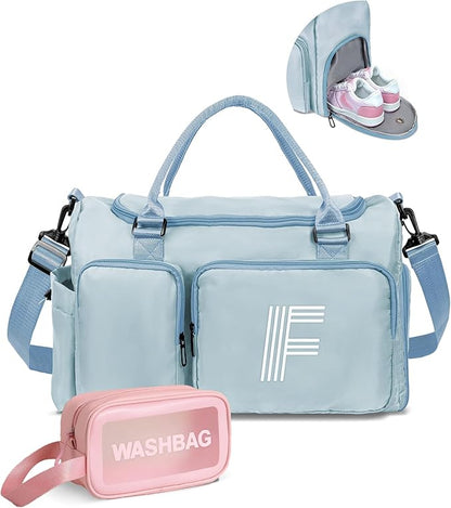 Initial Travel Duffle Bag, Sports Bag, Personalized Weekender Bag with Shoulder Strap, Monogram Overnight Bag, Gift for Friend Sister Women gifts