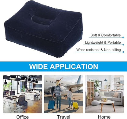 PATIKIL Travel Foot Rest Pillow, 2 Pack Inflatable Foot Rest Cushion Car Seat Footrest Leg Rest Pillow for Airplane Travel Office Home, Dark Blue
