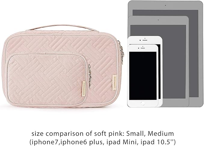 BAGSMART Travel Jewelry Organizer Case Small Jewelry Roll for Journey-Rings, Necklaces, Earrings, Bracelets, Soft Pink