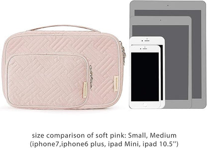 BAGSMART Travel Jewelry Organizer Case Small Jewelry Roll for Journey-Rings, Necklaces, Earrings, Bracelets, Soft Pink