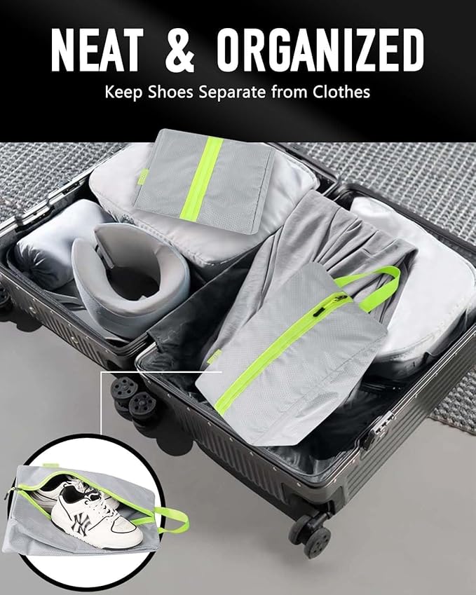 Smell Proof Shoe Bags for Travel-Soccer Cleat Bag Smell Proof with Active Carbon Fabric | Odor-Absorbing Water-Resistant Track Shoe bags for Sports (Grey, UP TO US14)