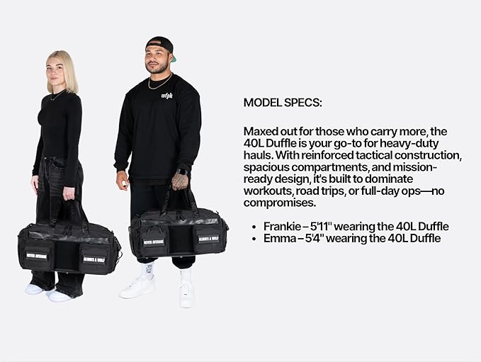 WOLFpak Ultimate 40L Gym & Travel Duffle Bag | Heavy-Duty Gear Bag w/Durable Waterproof 1000D Oxford Material | Hard Shell Base, Laptop Sleeve, Custom Patch Options | (Black Lightning Knockout Pink)