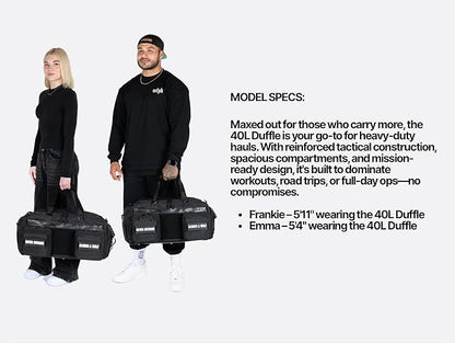 WOLFpak Ultimate 40L Gym & Travel Duffle Bag | Heavy-Duty Gear Bag w/Durable Waterproof 1000D Oxford Material | Hard Shell Base, Laptop Sleeve, Custom Patch Options | (Black Neon Pink)