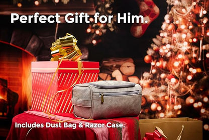 MINARAI Mens Toiletry Bag with Razor Case Included – Reinforced Stitching, Padded Panels, Holds Shape Trip After Trip, Ideal for Tight Hotel Sinks with Hook, Built for Men Who Travel Hard – GREY