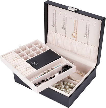 Jewelry Box Organizer, Travel Jewelry Storage Boxes Necklace Holders Display Tray Storage Case(BLACK) ¡­