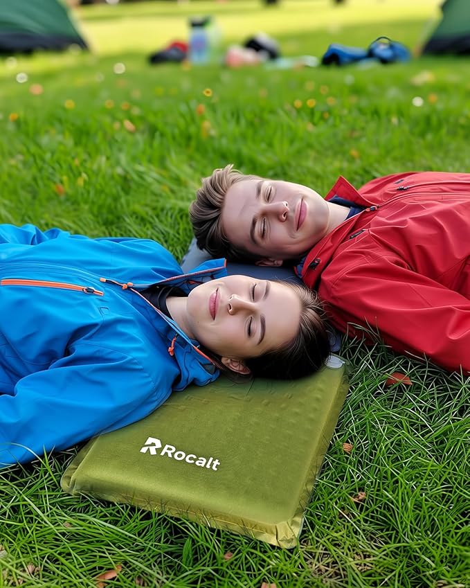 Rocalt Inflatable Seat Cushion,Self-Inflating Memory Foam Stadium Seats Cushion, Portable Air-Foam Bleacher Cushion, Lightweight & Compact Travel Seat Cushion for Camping, Airplane, Car, Sports Events