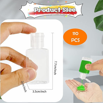 110 Pcs 1 oz Travel Plastic Bottles Mini Clear Bottles with Flip Caps Empty Hand Sanitizer Container Portable Refillable Containers for Shower Gel Face Creams Body Lotions