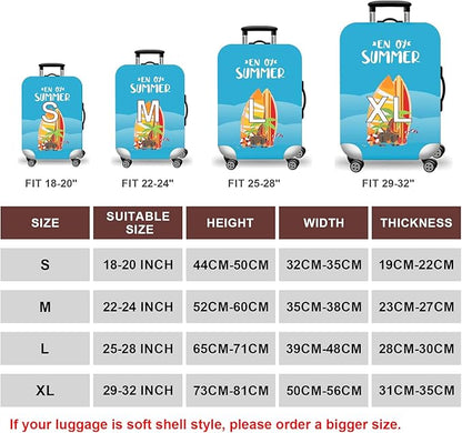 WUJIAONIAO Travel Luggage Cover Baggage Suitcase Cover Protector Skins 18-32 Inch (Beach surfing, S (for 18-20 inch luggage))