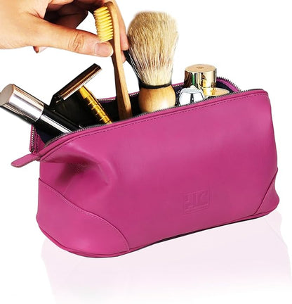 HLC Leather Toiletry Bag - Best Gift for Men - Premium Genuine Leather Dopp Kit Shaving Kit Organizer Travel Kit Pouch Bag - Large Size