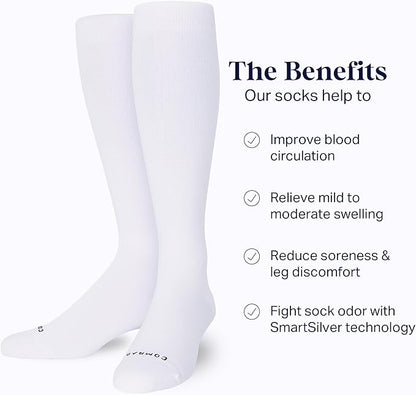 Comrad Nylon Knee High Socks - 15-20mmHg Graduated Compression Socks - Soft & Breathable Support Unisex Socks