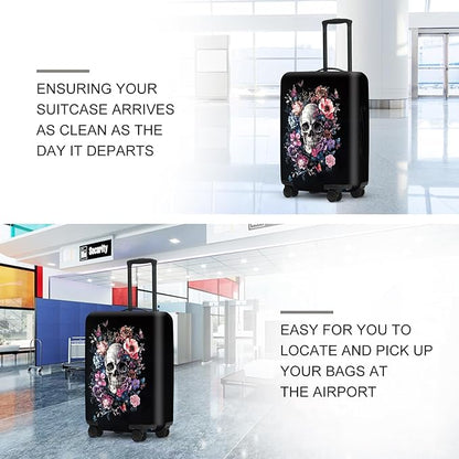 Day of the Dead Luggage Cover, Bohemian Skull & Floral Waterproof Protector, Vibrant Anti-Scratch Design for Suitcases