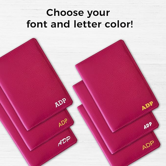 Personalized Monogrammed Bright Pink Leather RFID Passport Wallet